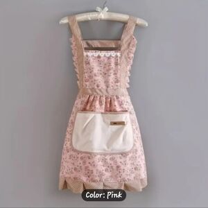 NEW Pink Floral Kitchen Apron with Front Pocket